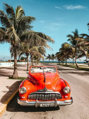 Classic Orange Summer Beach Car Phone Wallpaper