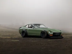 Classic Red Datsun On Display Wallpaper