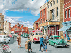 Classic Retro Diner At Dusk Wallpaper