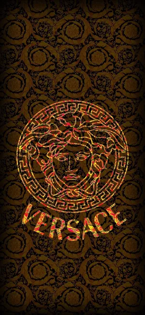 Classic Versace Logo Pattern Canvas Wallpaper