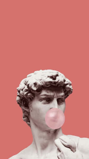 Classical Statue With Bubblegum Wallpaper