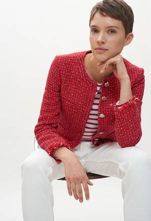 Claudie Pierlot Fashion Forward - Red Tweed Blazer Wallpaper