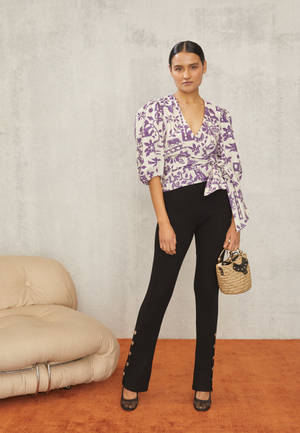 Claudie Pierlot White Purple Wrap Top Wallpaper