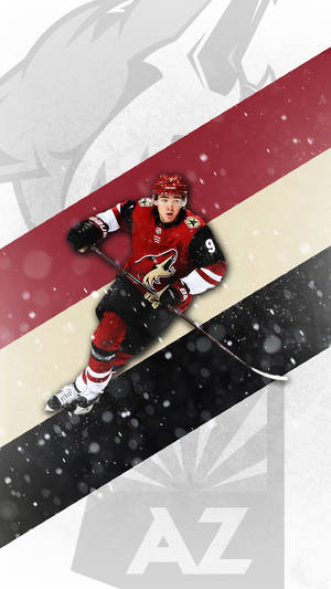 Clayton Keller Arizona Coyotes Emblem Colors Wallpaper