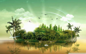 Clean Green Fantasy Island Wallpaper