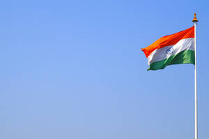 Clear Blue Sky With Indian Flag 4k Wallpaper