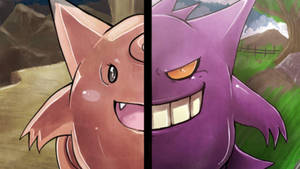 Clefairy And Gengar Side-by-side Wallpaper