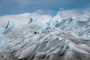 Climbing Group In Ice Mountain Wallpaper