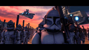 Clone Trooper Army In Sunset Wallpaper