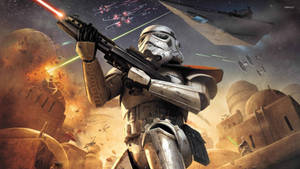 Clone Trooper In The Battlefield Wallpaper