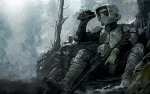 Clone Trooper In The Forest Wallpaper