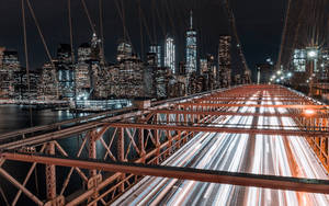 Close-up Bridge New York City Night View Wallpaper