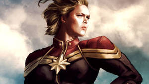 Close-up Captain Marvel Drawing Wallpaper