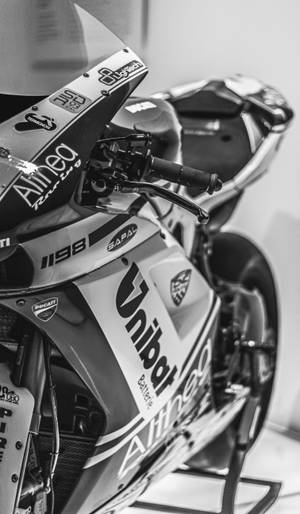 Close Up Grayscale Ducati Motor Bike Wallpaper