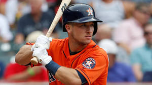Close-up Of Alex Bregman Holding A Baseball Bat Wallpaper