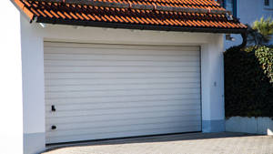 Closed Car Garage White Aesthetic Wallpaper