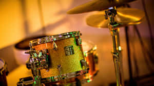 Closeup Glittering Snare Drumand Cymbal Wallpaper