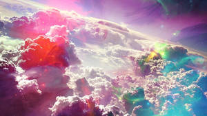 Clouds Floating In Rainbow Galaxy Wallpaper