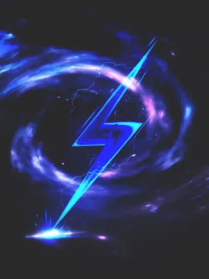 Cloudy Blue Neon Lightning Symbol Wallpaper