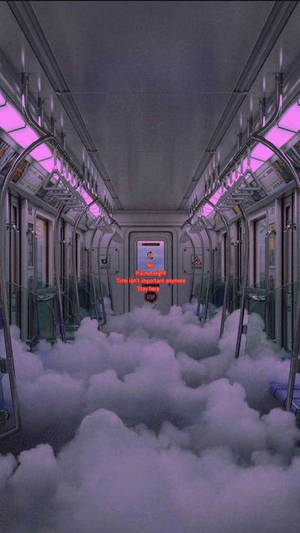 Cloudy Dreamcore Train Wallpaper