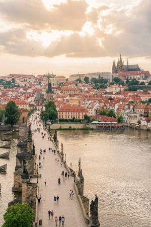 Cloudy Prague Day Wallpaper