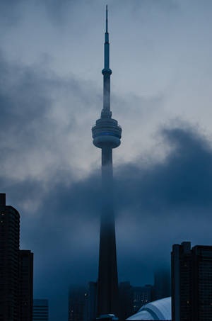 Cn Tower Covered In Clouds Wallpaper