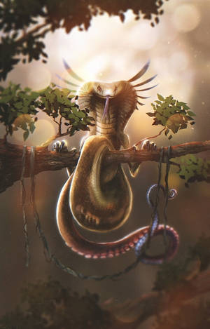 Cobra Digital Art With Wings On Branch Wallpaper