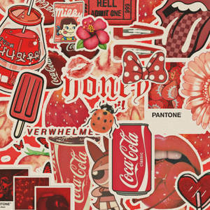 Coca-cola Stickers Pastel Red Aesthetic Wallpaper