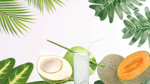 Coconut Juice And Sliced Melon Wallpaper