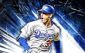 Cody Bellinger In Digital Grunge Blue Wallpaper