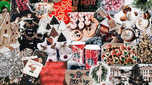 Coffee Day Christmas Collage Wallpaper