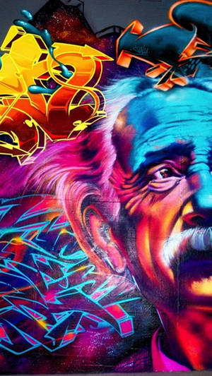Colorful Albert Einstein Graffiti Iphone Wallpaper