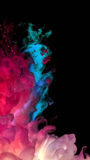 Colorful Amoled Blue And Pink Smoke Wallpaper