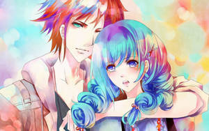 Colorful And Cute Anime Couple Wallpaper