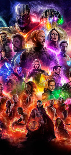 Colorful And Fiery Design Avengers Iphone Wallpaper