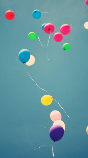 Colorful Balloons At Dark Blue Sky Wallpaper