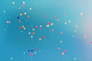 Colorful Balloons At Sky Gradient Wallpaper