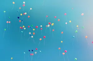 Colorful Balloons At Sky Gradient Wallpaper