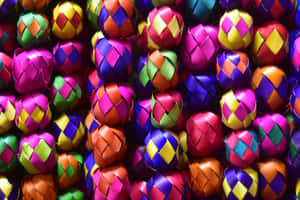 Colorful Beads Are Arranged In A Pile Wallpaper