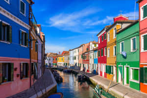 Colorful Burano Canal Venice Italy Wallpaper