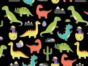 Colorful Cartoon Dinosaurs Pattern Wallpaper