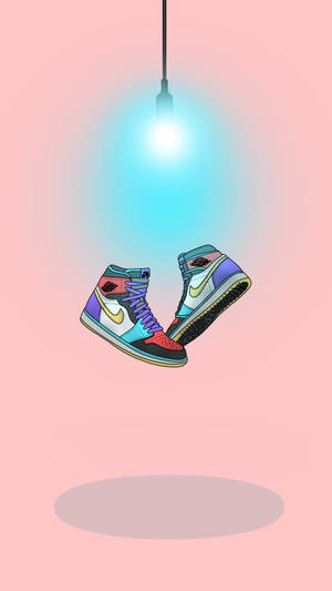Colorful Cartoon Nike Shoes Light Wallpaper