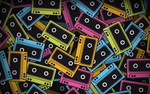 Colorful Cassette Tape Pattern Wallpaper