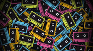 Colorful Cassette Tape Pattern Wallpaper