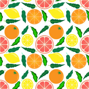 Colorful Citrus Fruits Pattern Wallpaper