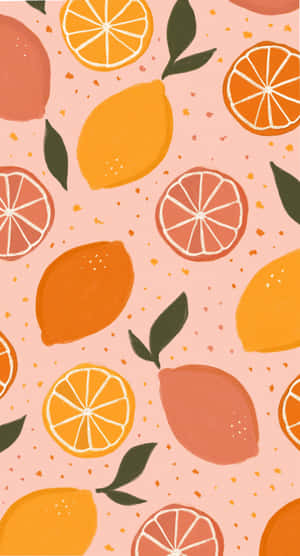 Colorful Citrus Pattern Illustration Wallpaper