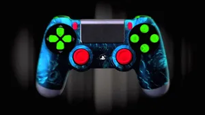 Colorful Cool Ps4 With Bright Neon Green Red Control Buttons Wallpaper