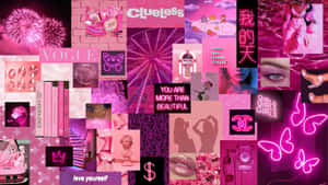 Colorful, Creative Collage In Shades Of Pink And Purple Wallpaper