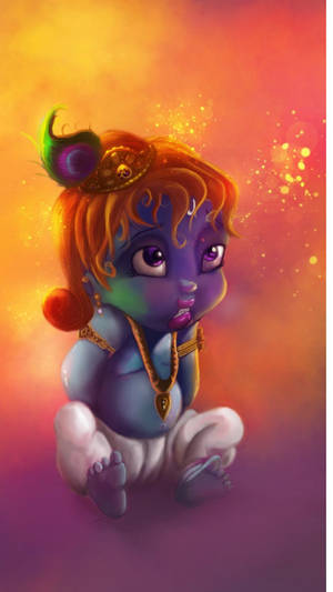 Colorful Cute Krishna Wallpaper