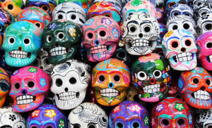Colorful Day Of The Dead Skulls Wallpaper